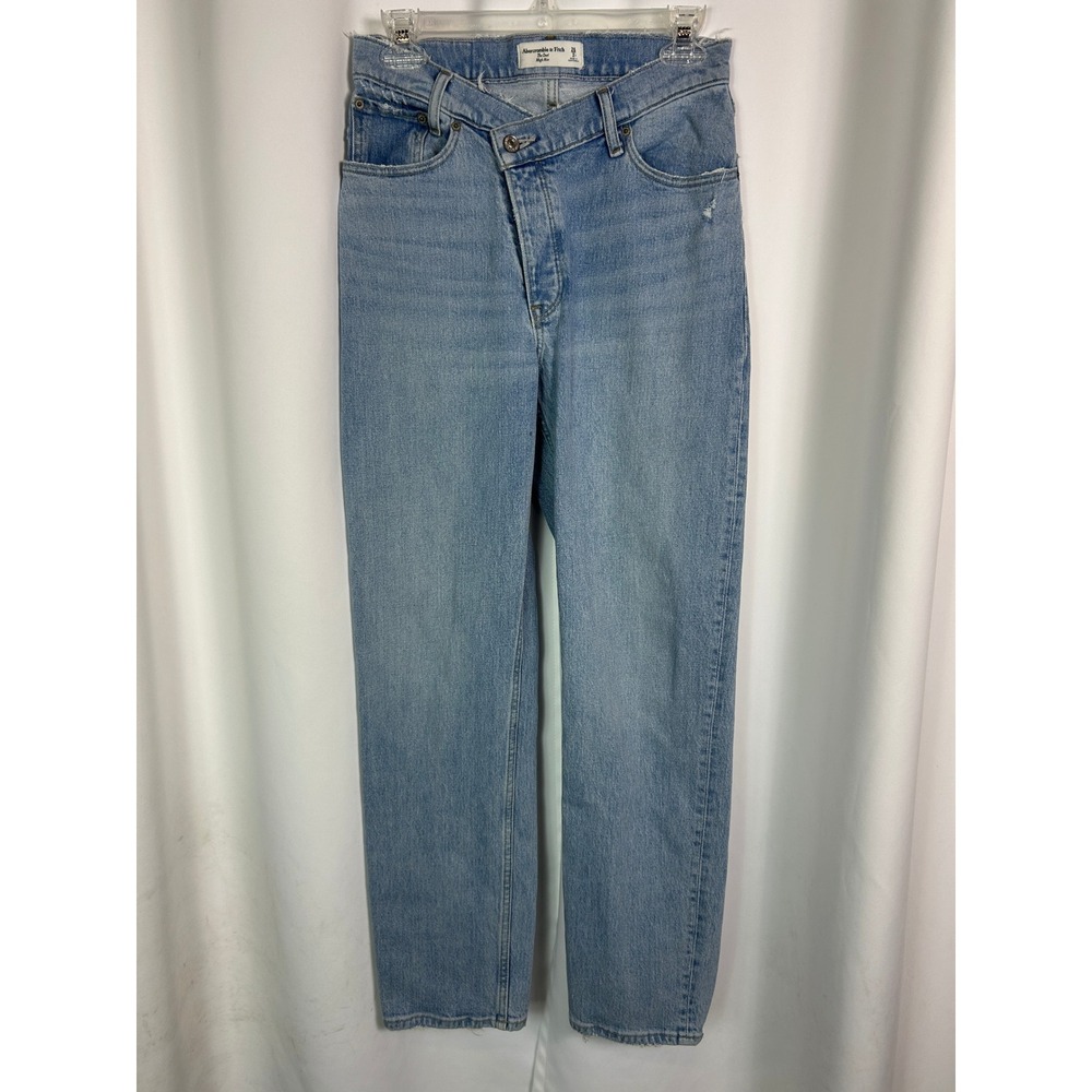 Abercrombie & Fitch The Dad High Rise Light Wash Crossover Waist Jeans 26/2